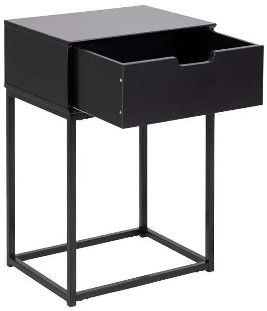 Nočný stolík IDEA so zásuvkou 40x30x62 cm čierny v dubovom dekore, kovová podnož