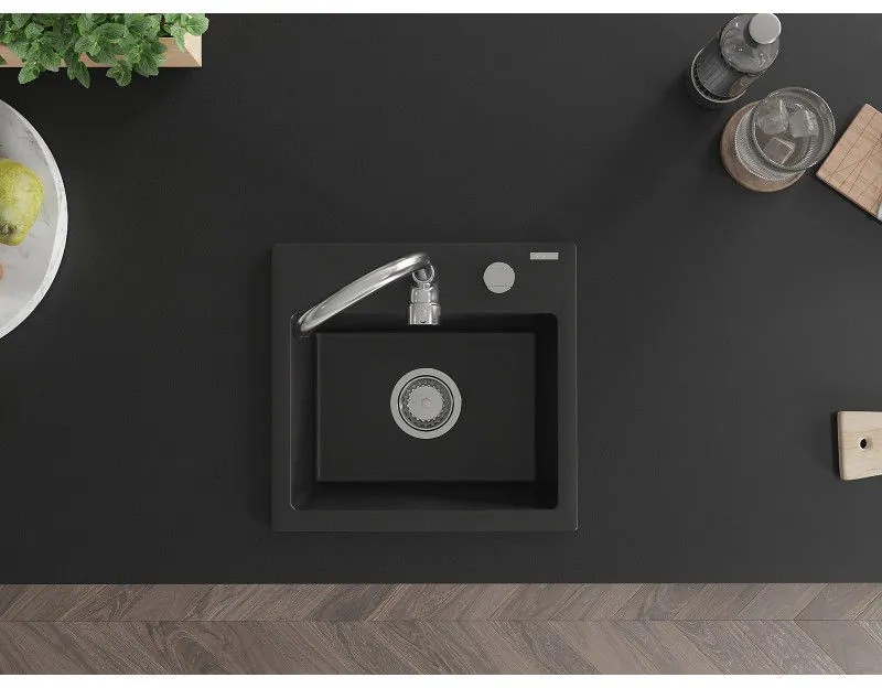 Mexen Milo - drez granitový 43,5x41,0cm, 1-komorový, čierna, 6505441000-77