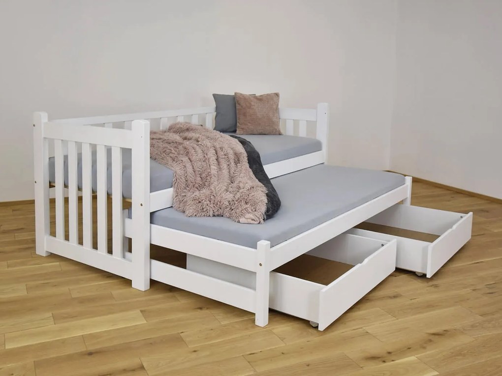 Wilsondo Posteľ Veronika 2 - 200x90 + prístelka - biela