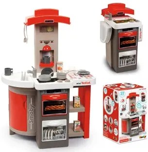 KIK Smoby Tefal OpenCook, elektronická skladacia kuchynka pre deti, červená so zvukom