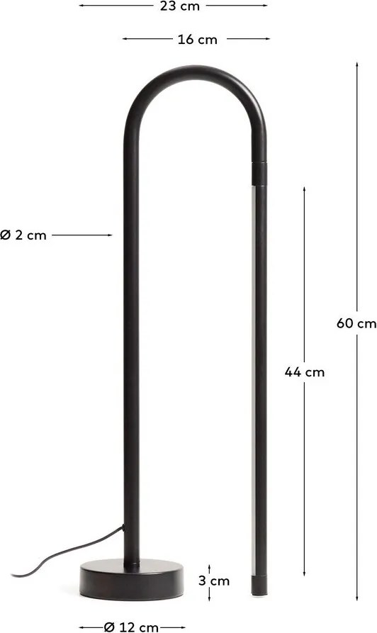 Čierna LED stojacia lampa (výška 60 cm) Bow – Kave Home