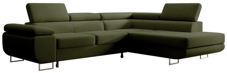 Rohová sedacia súprava Stiletto (P) (zelená + strieborná). Vlastná spoľahlivá doprava až k Vám domov. 1099713