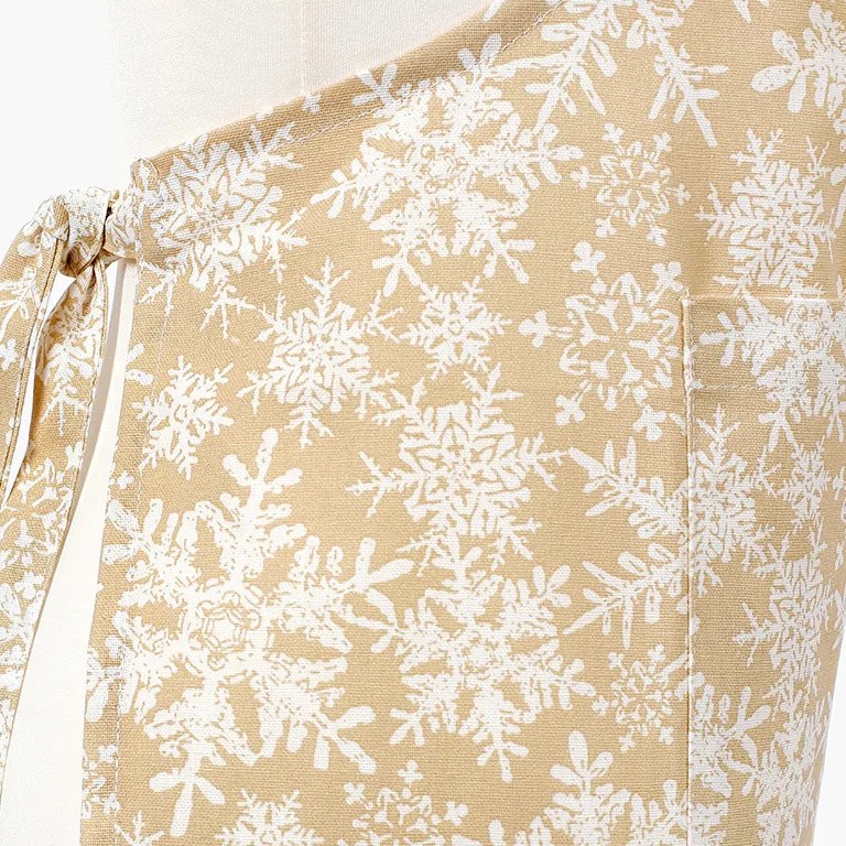 Kuchynská bavlnená zástera - snehové vločky na zlatom