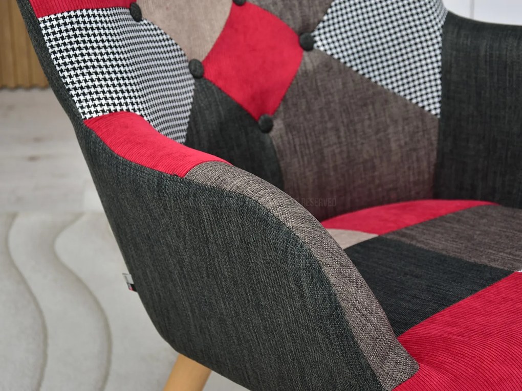 Kreslo Nutri (patchwork + buk). Akcia -18%. Vlastná spoľahlivá doprava až k Vám domov. 1110347