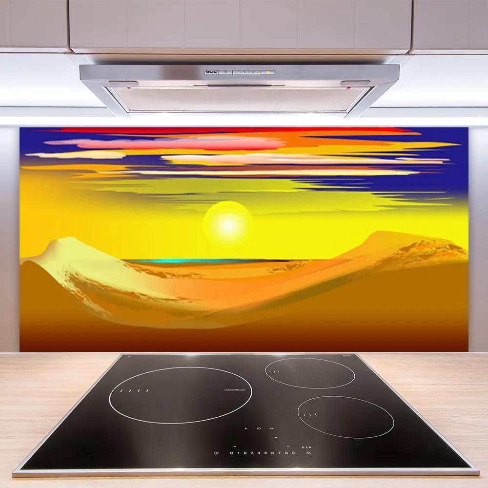 Sklenený obklad Do kuchyne Púšť sĺnk umenie 125x50 cm