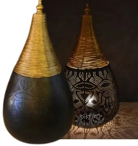 Filigree lampa stolná orientálna Black & Gold WIRE DROP Ø20*45