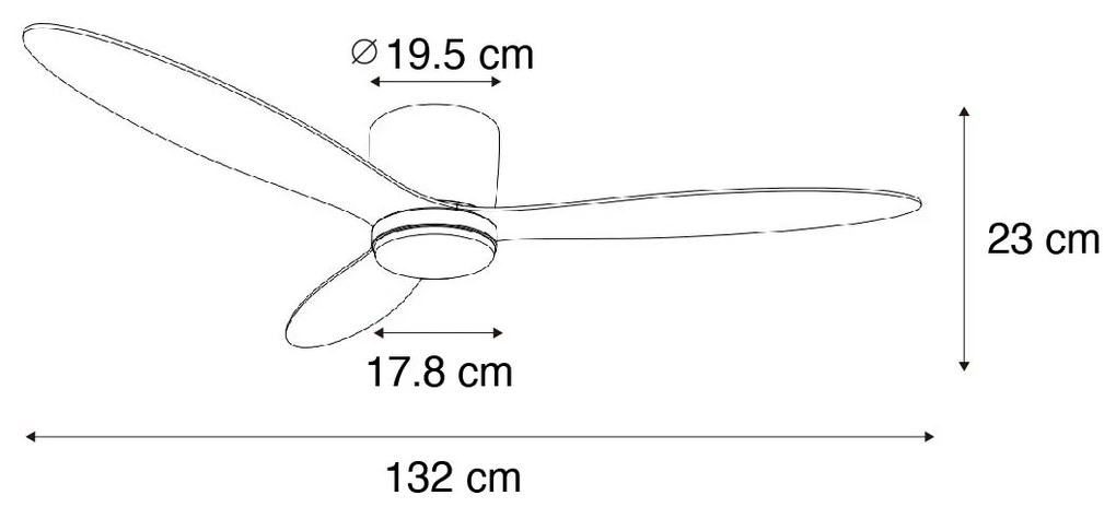 Stropný ventilátor biely 132 cm vrátane LED stmievateľný s diaľkovým ovládaním - Sofio