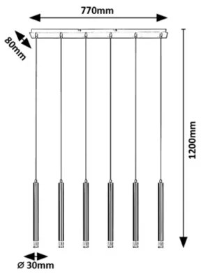 Rabalux 72362 - Luster na lanku RAMIRA 6xG9/5W/230V čierna