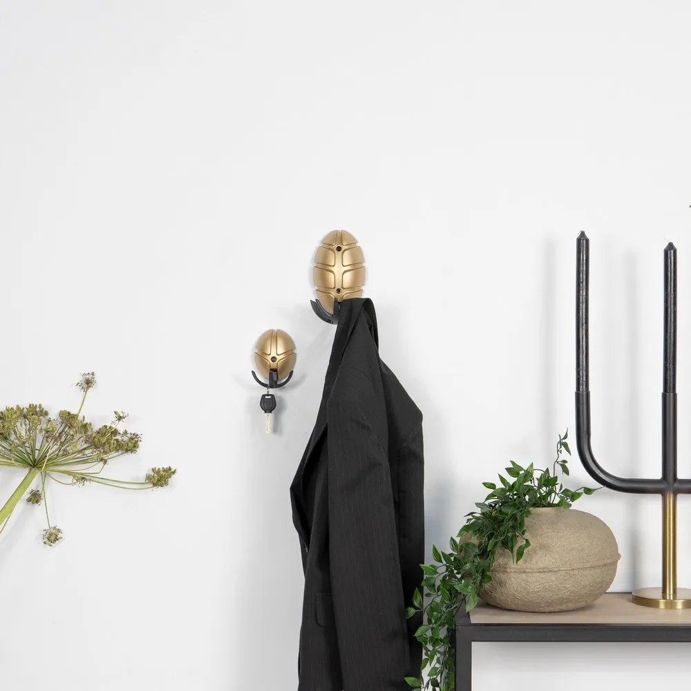 Čierny/v zlatej farbe nástenný plastový háčik Tick – Spinder Design