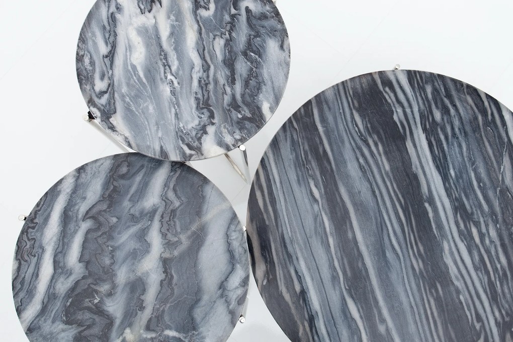 Konferenčný stolík Noble sivý mramor strieborný