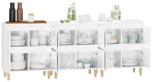 vidaXL Komody 3 ks lesklé biele 60x35x70 cm kompozitné drevo-