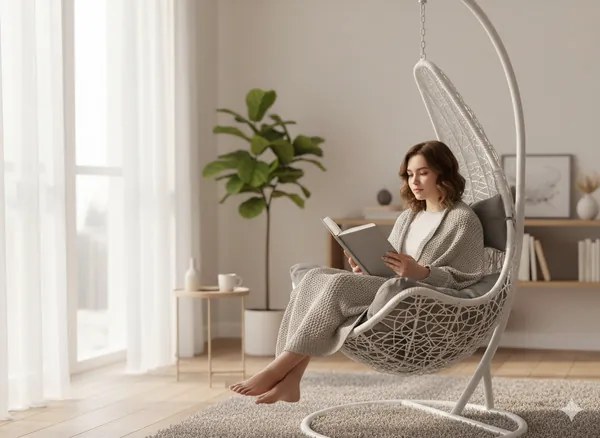 Závesné kreslo ELEGANT biele / tmavosivé FAT1167