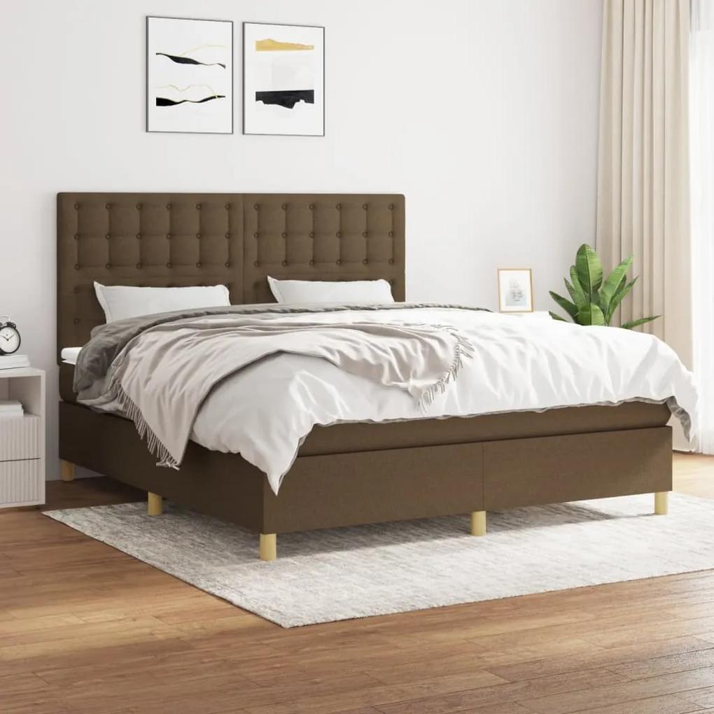 Boxspring posteľ s matracom tmavohnedá 160x200 cm látka 3142668