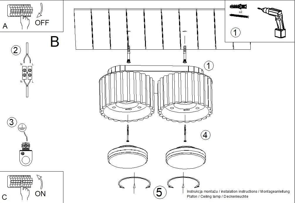 Stropné svietidlo Aura, 2x ružové hliníkové tienidlo, (6 cm)