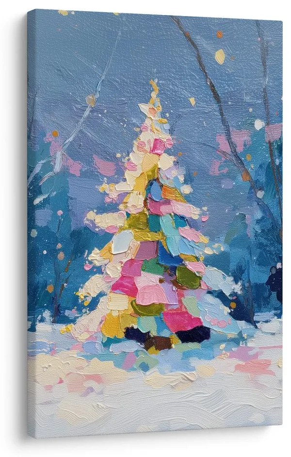 Obraz sviatočná noc s farebným stromčekom