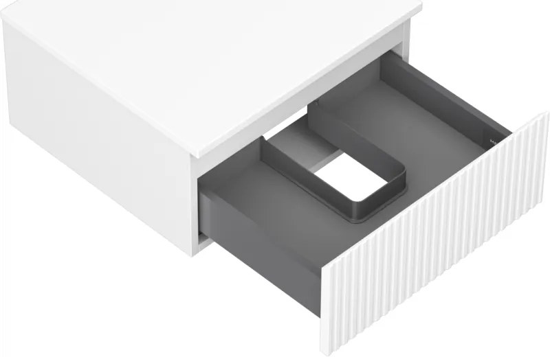 Mexen Rivel, kúpeľňová skrinka 50 cm s hornou časťou, 1 zásuvka, drážkovaná, biela matná, 91A20-05023-1-BFC01