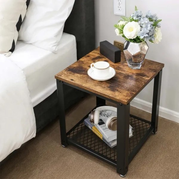 Odkladací stolík ELDUR hnedá/čierna