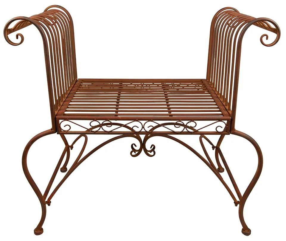 Hnedo-hrdzavá kovová dekoračná záhradná stolička - 76*41*71 cm