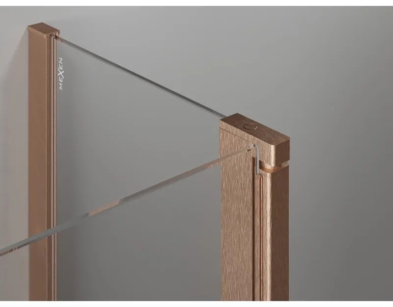 Mexen Mist L, štvrťkruhový sprchový kút s 2-krídlovými dverami, 90 x 90 cm, 8mm číre sklo, medený profil, 8A32L-090-090-65-00