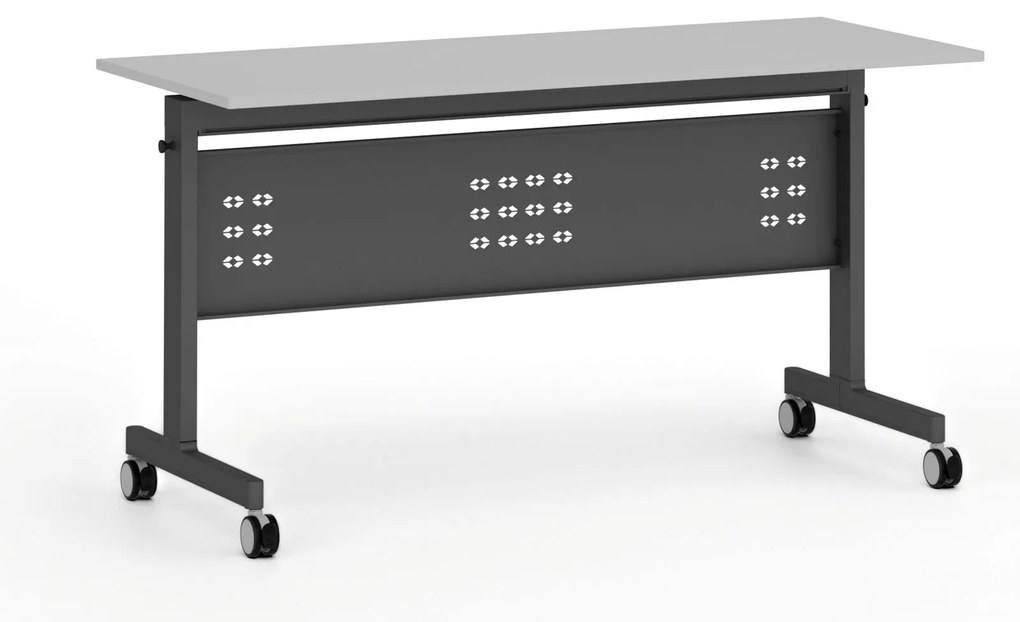 Mobilný stôl PRIMO MOBI, 140x60 cm, čierna podnož, sivá