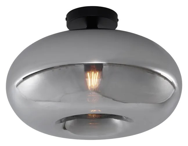 Art Deco stropné svietidlo čierne s dymovým sklom 40 cm - Busa