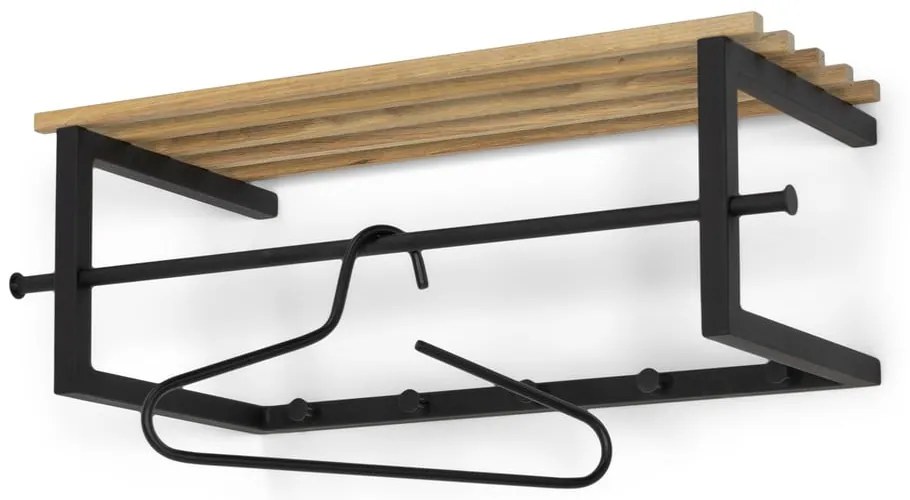Čierny/v prírodnej farbe kovový nástenný vešiak s poličkou 76 cm Marco – Spinder Design