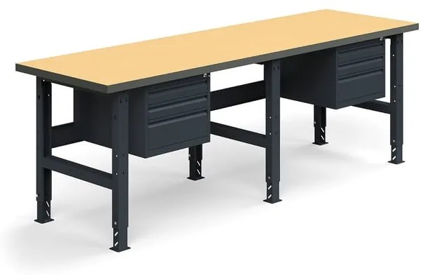 Dielenský stôl TRUST, 6 zásuviek, 2500x760mm, 300 kg, tvrdená doska