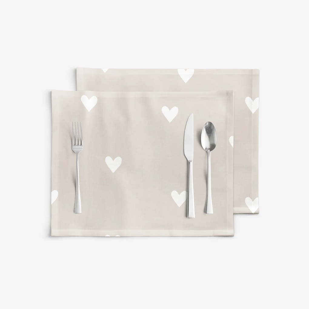 Goldea prestieranie na stôl 100% bavlnené plátno - srdiečka na latte - sada 2ks 30 x 40 cm