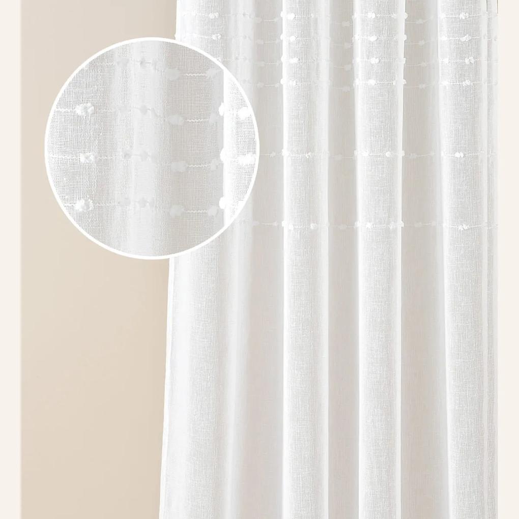 Room99 Záclona na páske Marisa Bodky Farba: Biela, Veľkosť: 140 x 250 cm