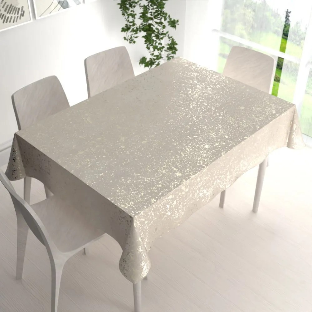 Biante Veľký zamatový obdĺžnikový obrus Isabela IBL-001 Gold Design krémový 180x220 cm