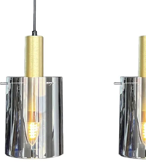 Luster na lanku ARCADIA 3xE27/60W/230V zlatá/dymová