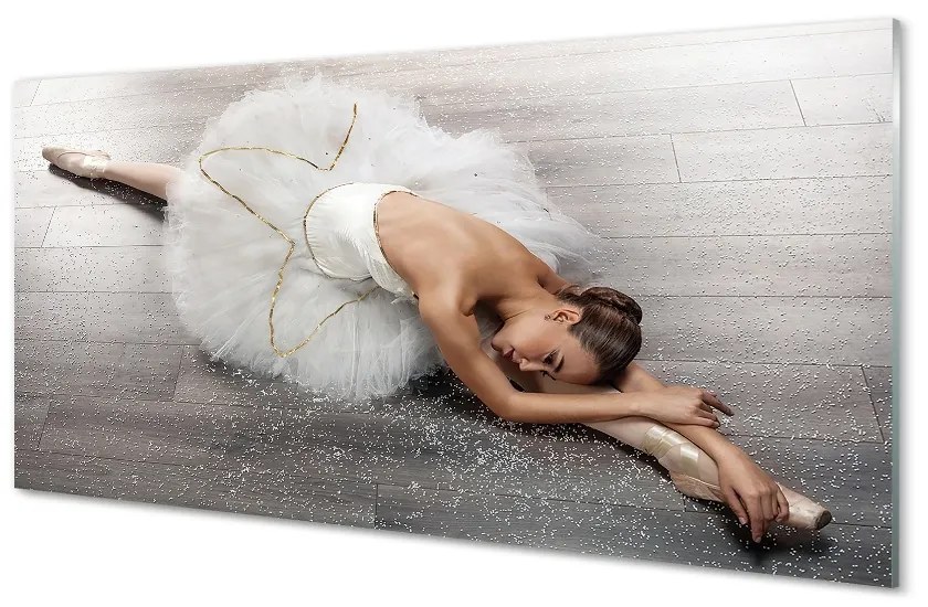 Sklenený obraz Žena biele balerína šaty 125x50 cm