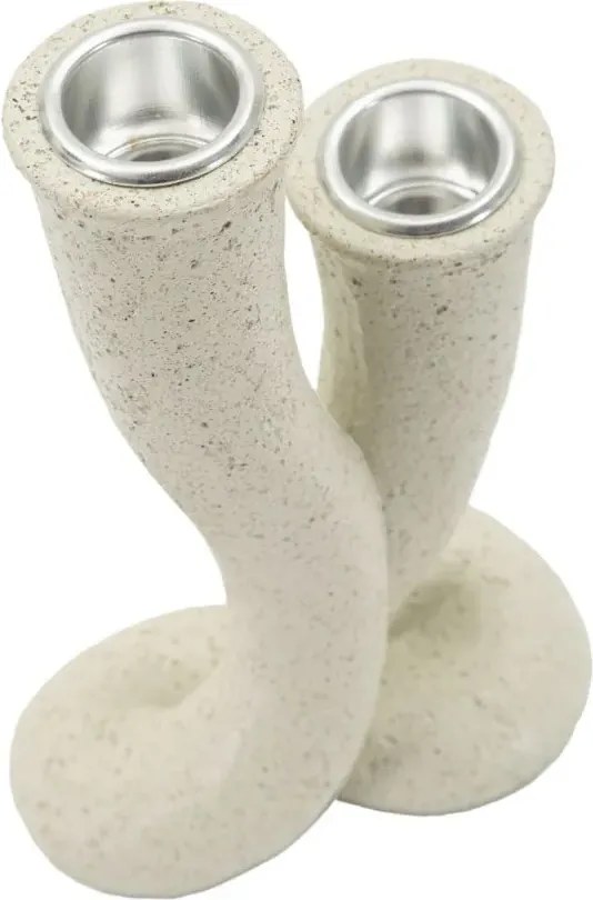 Dizajnový svietnik Stons 17,5 cm krémový