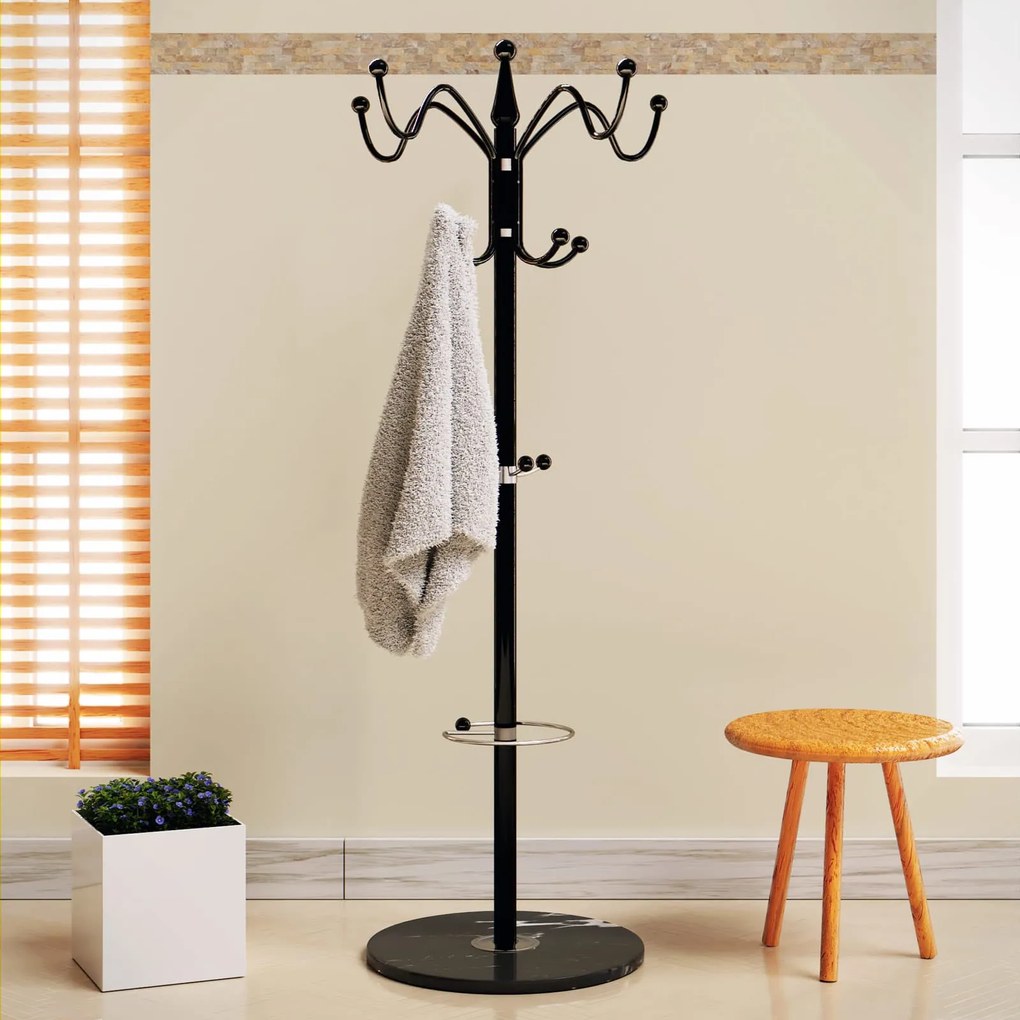 Stojanový vešiak TENZY s mramorovým podstavcom, 37x173cm, čierna Casaria