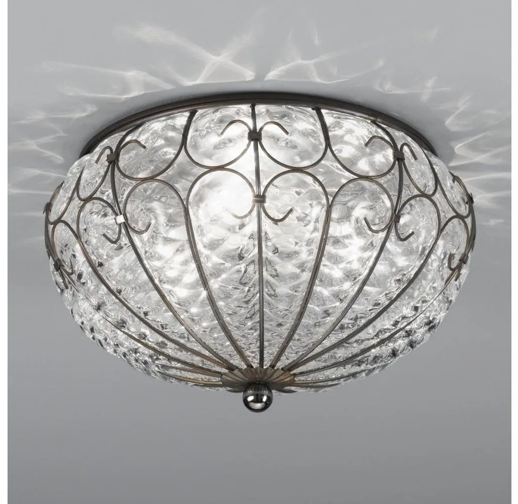 SIRU - Stropné svietidlo SAN TOMÀ 3xE14/40W/230V číra/chróm benátske sklo