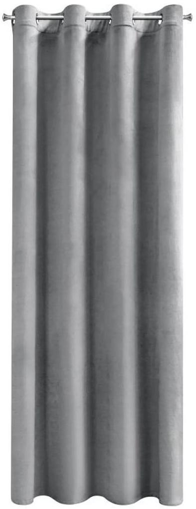 Jednofarebný sivý zamatový záves so zavesením na kruhy 140X250 cm