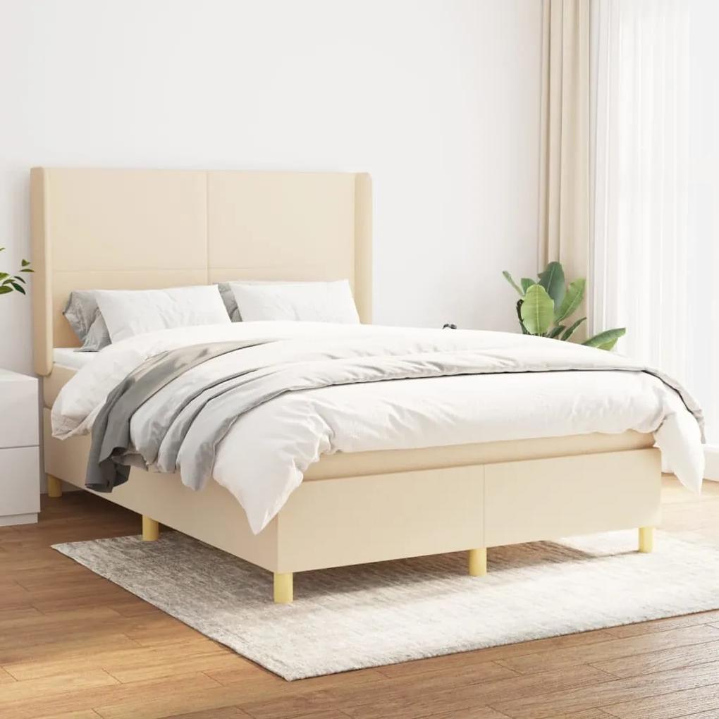 Boxspring posteľ s matracom krémový 140x190 cm látka 3131830