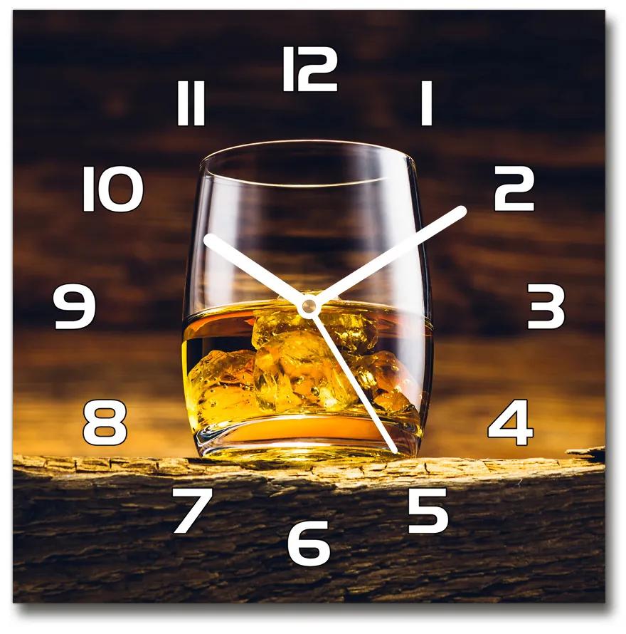 Sklenené nástenné hodiny štvorec Bourbon v pohári pl_zsk_30x30_f_95142140