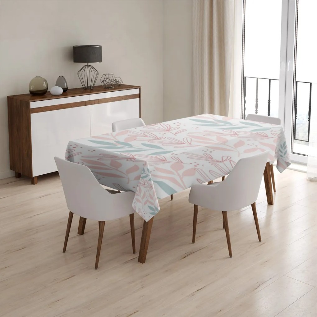 Sablio Obrus Ružové a modré lístky - 90x90 cm