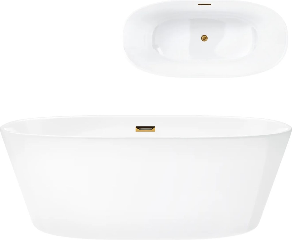 Voľne stojaca vaňa Corsan Salina 160 x 75 cm Korok klik-klak Zlatý