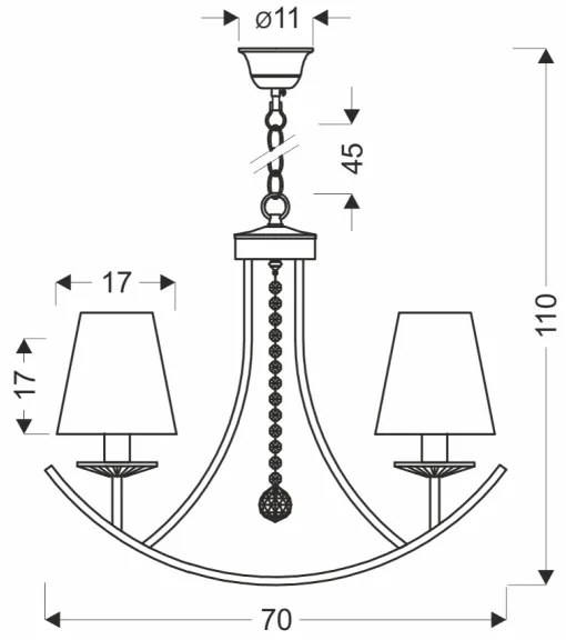 Luster na reťazi VITORIA 4xE14/40W/230V žltá/mosadz