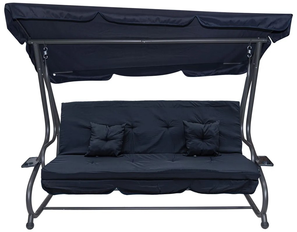 Záhradná hojdačka so strieškou, skladacia 2x1 námornícka modrá