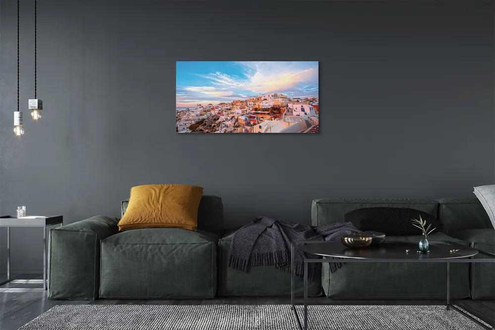 Obraz na plátne Grécko panorámu mesta západ slnka 120x60 cm