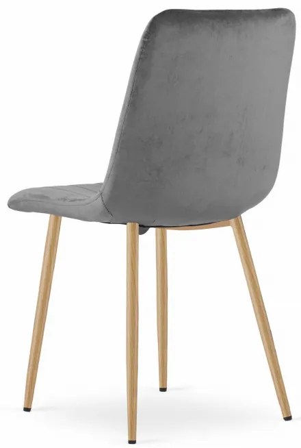 Set štyroch jedálenských stoličiek LAVA zamatové sivé / drevené nohy (4 ks)