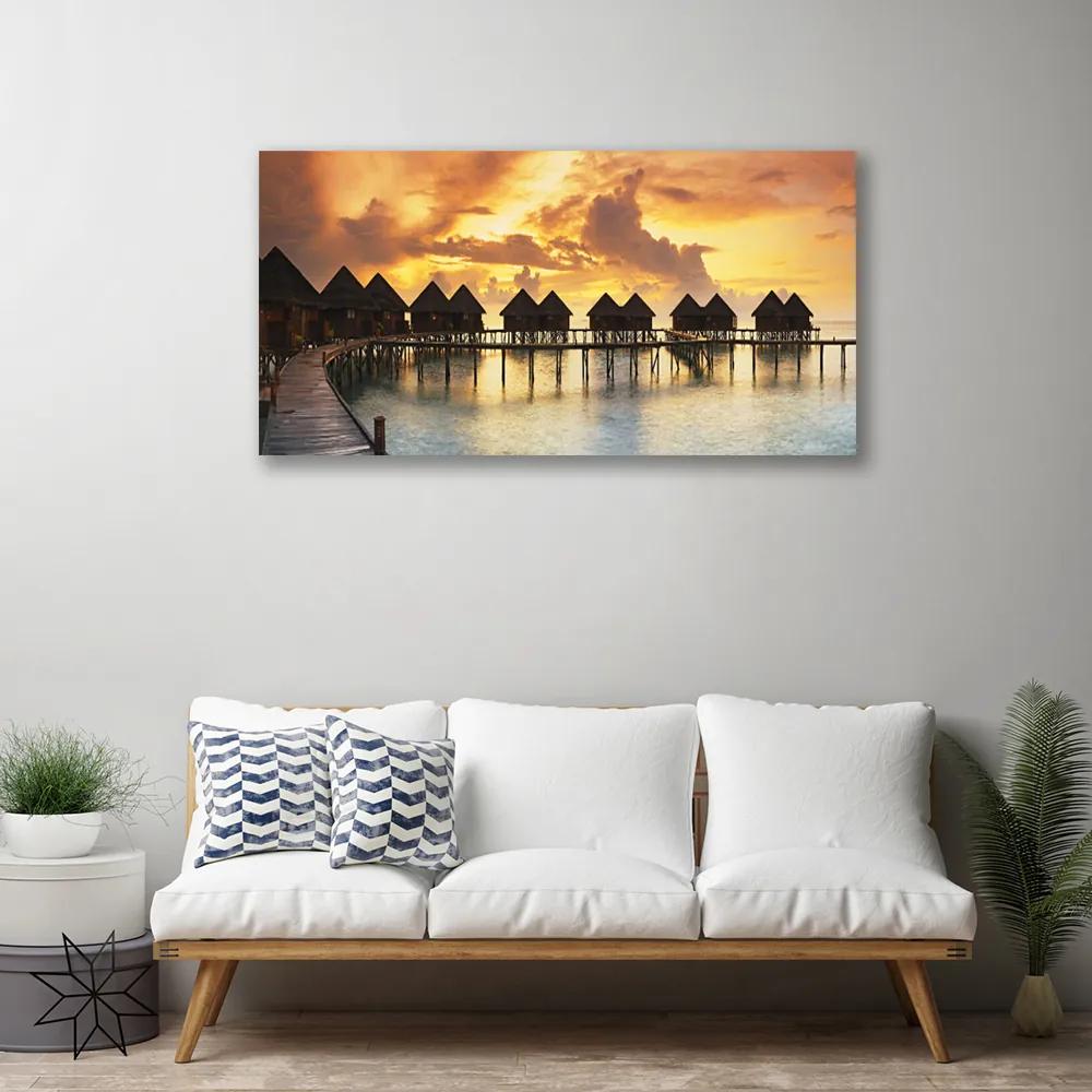 Obraz na plátne More prázdniny domky 100x50 cm