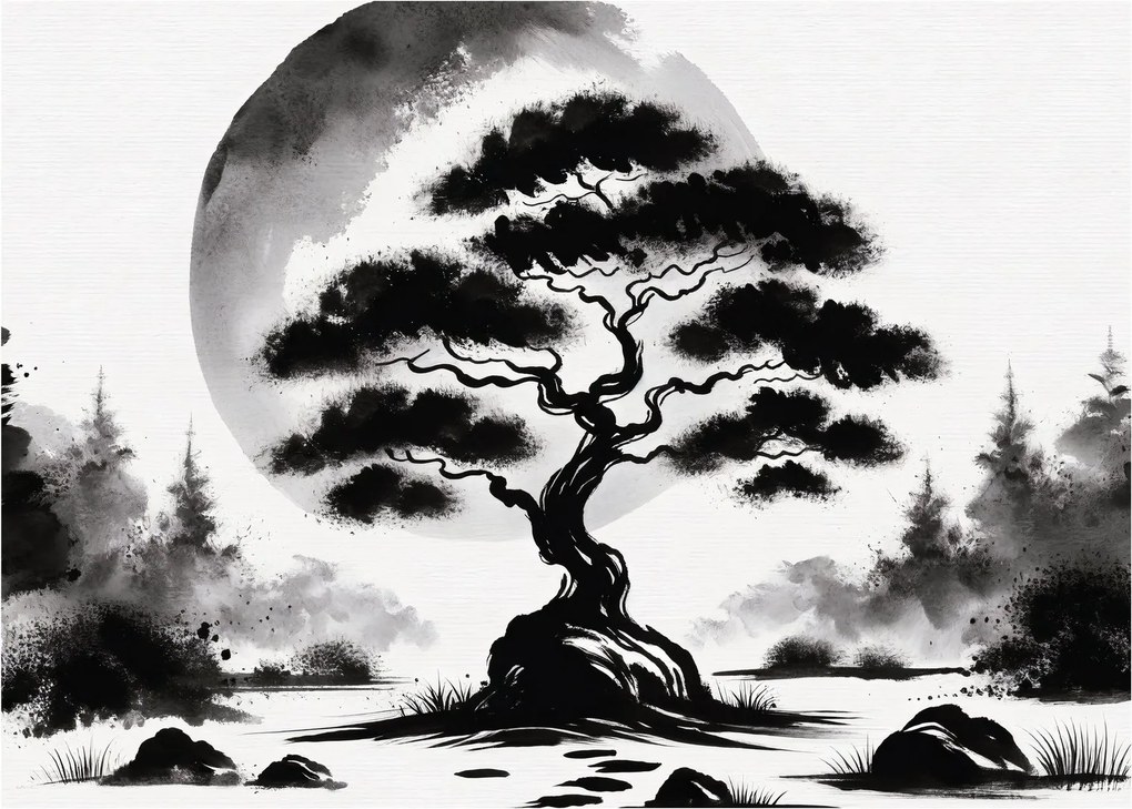 Obraz – Čiernobiela bonsai (70x50 cm)