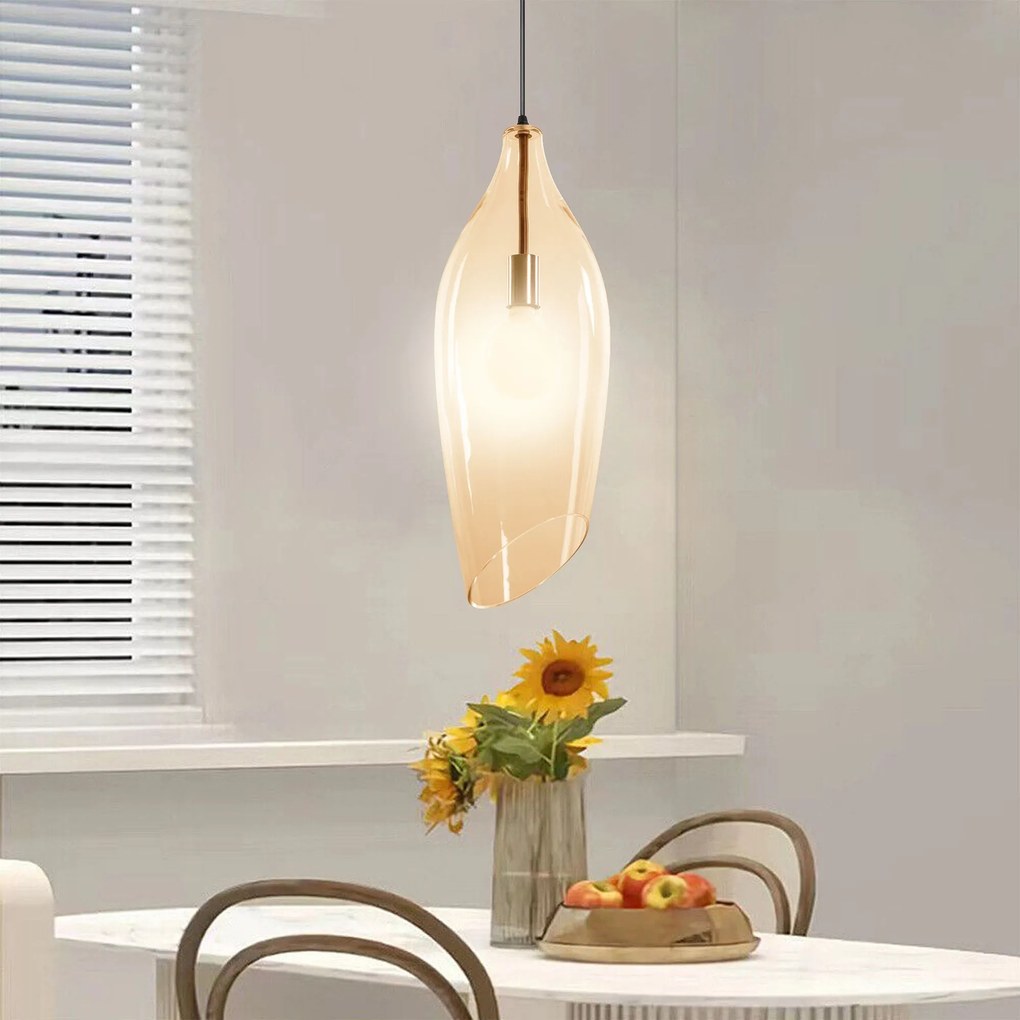Toolight - Moderná sklenená stropná lampa E27 60W APP892-1CP, čierna-zlatá, OSW-05693