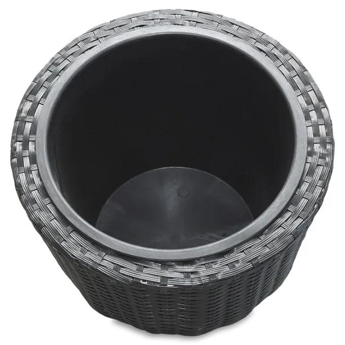 TEXIM HILVERSUM - okrúhly kvetináč z ratanu, umelý ratan + kov + plast