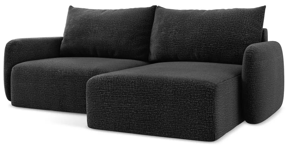 Čierna rozkladacia/s úložným priestorom rohová pohovka (pravý roh) Kalena – Makamii