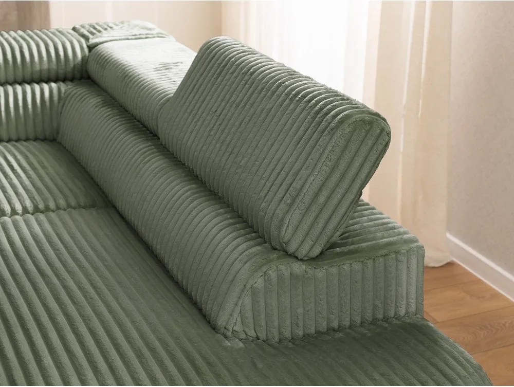 Zelená menčestrová rohová pohovka (pravý roh/do L) Marbeya – Ropez